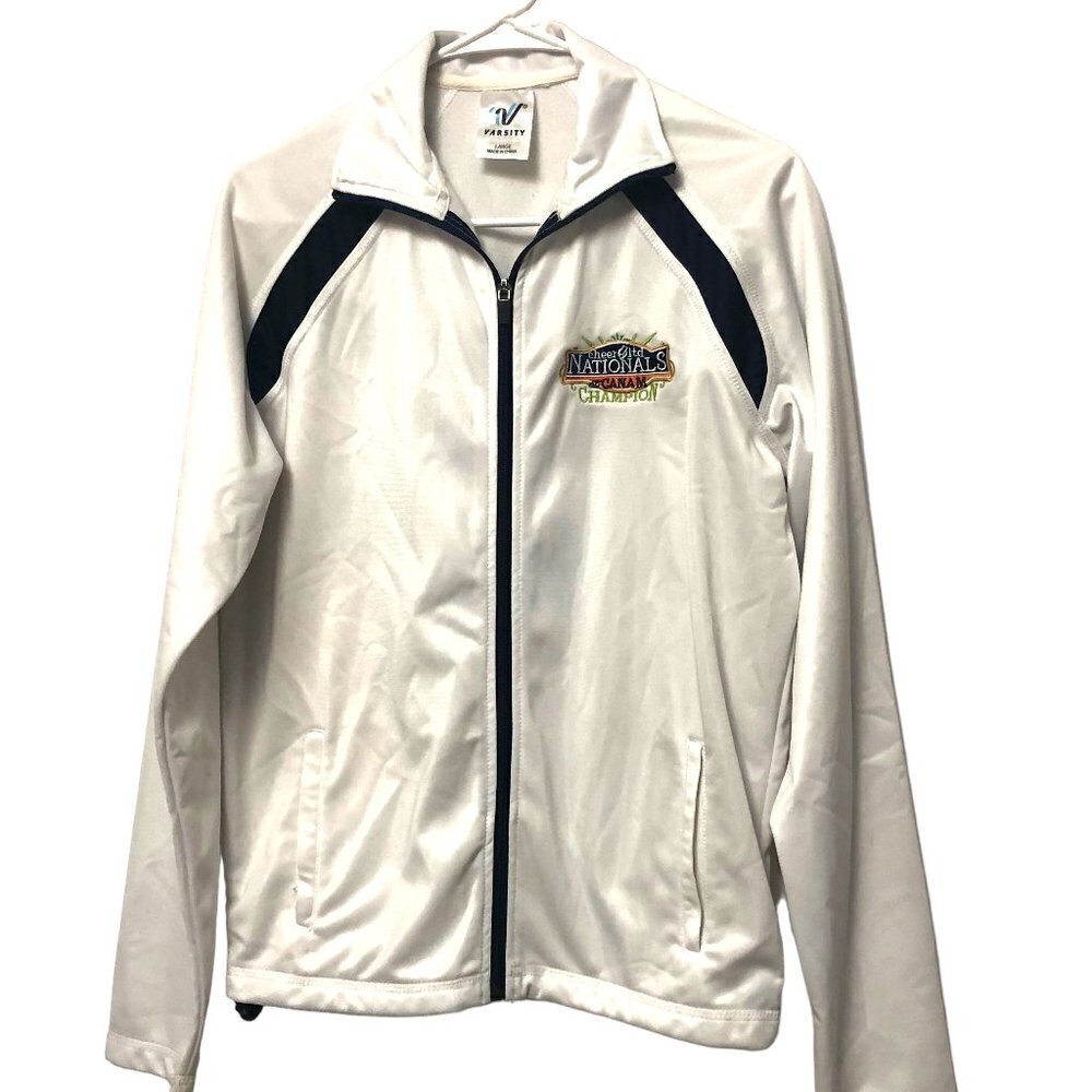 Varsity Cheerleading National Champion Jacket Size Lrg Full Zip Long Sleeve VGUC
